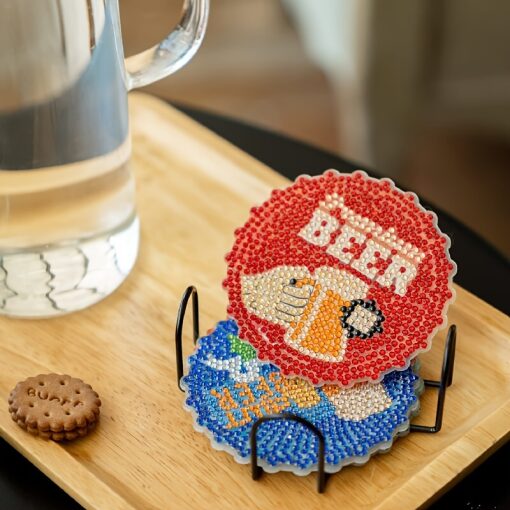 Diamond Painting Vorm onderzetters Bier rond (6 stuks)