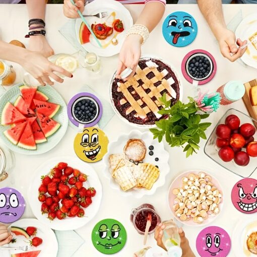 Diamond Painting onderzetters Smileys (8 stuks)