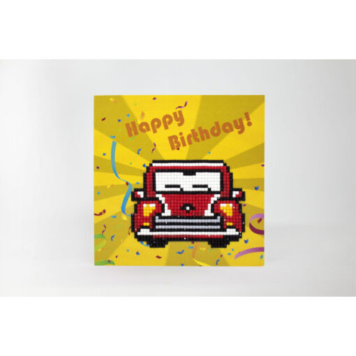 Wizardi Happy Birthday Retro car Diamond painting wenskaart