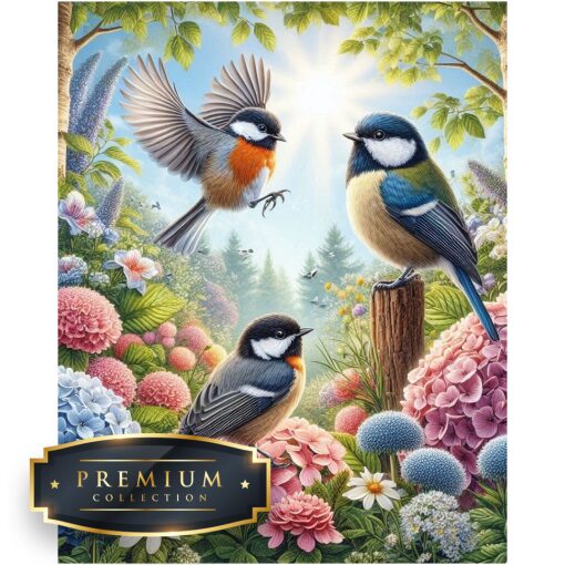 Meesjes in de bloementuin Premium DP Diamond Painting