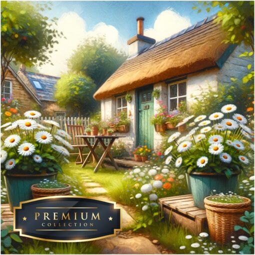 Huisje met margrieten Premium DP Diamond Painting