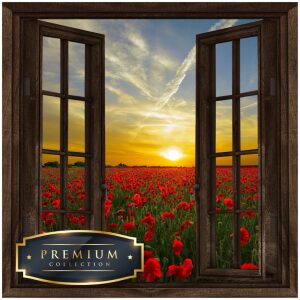 Klaprozen achter het raam Premium DP Diamond Painting