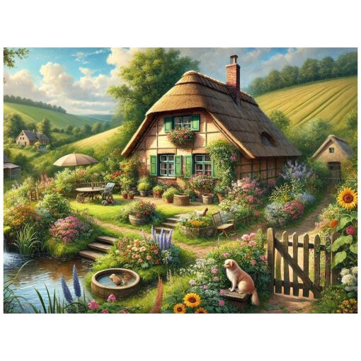 Boerderij met bloemen Diamond Painting
