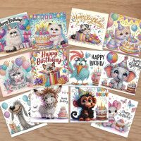 Diamond painting Verjaardagskaarten Vrolijke dieren (12 stuks)