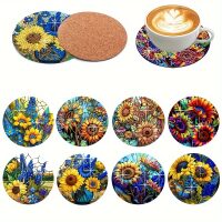 Diamond Painting onderzetters Kleurige zonnebloemen (8 stuks)