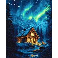Cozy Cabin Under the Aurora Schilderen op nummer W095