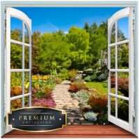Doorkijkje naar de tuin Premium DP Diamond Painting