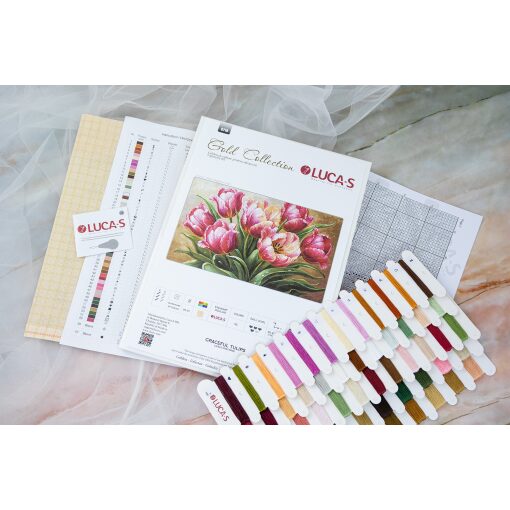 Luca-S Graceful Tulips GOLD B718 borduren (pakket)