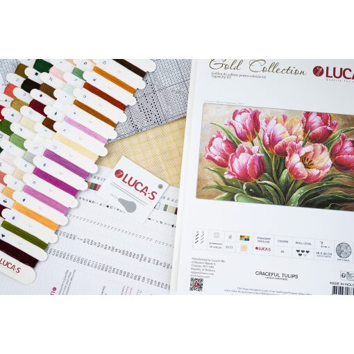 Luca-S Graceful Tulips GOLD B718 borduren (pakket)