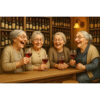 Oma's op een wijnproeverij Diamond Painting
