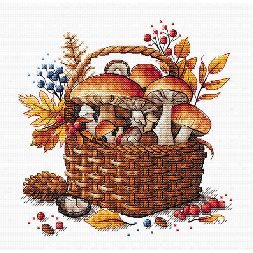 AVA Stitch Basket of Autumn Mushrooms P097 borduren (pakket)