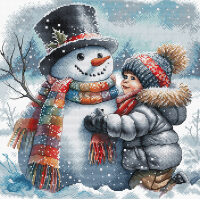 AVA Stitch Child and his Friend of Snow P086 borduren (pakket)
