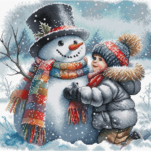 AVA Stitch Child and his Friend of Snow P086 borduren (pakket)