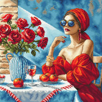 AVA Stitch Lady in Red P134 borduren (pakket)