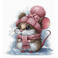 AVA Stitch Little mouse with winter hat P073 borduren (pakket)