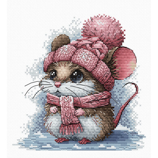 AVA Stitch Little mouse with winter hat P073 borduren (pakket)