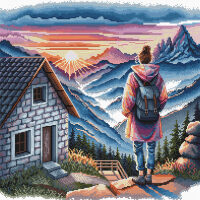 AVA Stitch Sunrise at the mountains P112 borduren (pakket)