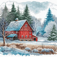 AVA Stitch The Red Cabin under the Snow P044 borduren (pakket)