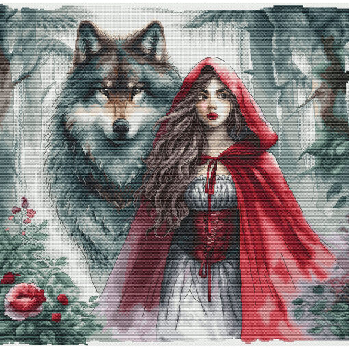 AVA Stitch The Young Girl and the Guardian Wolf P083 borduren (pakket)