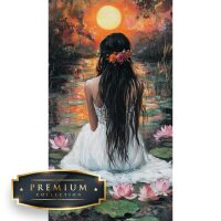 Zonsondergang tussen de waterlelies Premium DP Diamond Painting