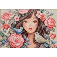 LanArte Omringd door rozen en duiven PN-0213974 borduren pakket