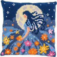 Vervaco Meisje met de maan PN-0212136 Kruissteekkussen pakket