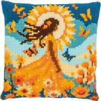Vervaco Meisje met de zon PN-0212141 Kruissteekkussen pakket