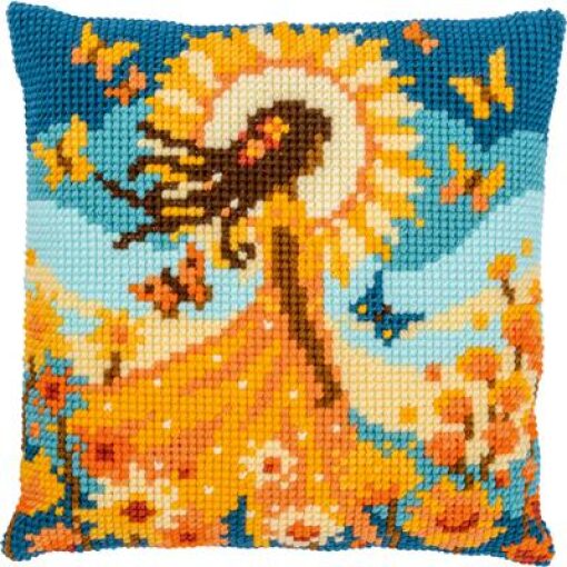 Vervaco Meisje met de zon PN-0212141 Kruissteekkussen pakket