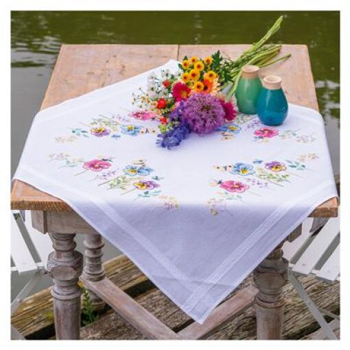 Vervaco Tafelkleed Kit Viooltjes PN-0204876 borduren pakket