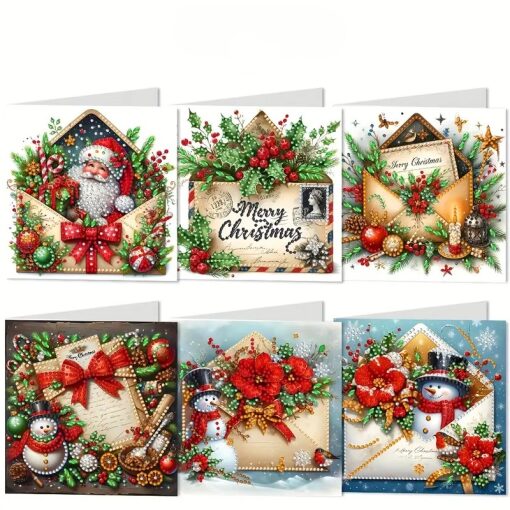 Diamond painting envelop Kerstkaarten (6 stuks)