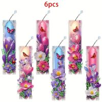 Diamond Painting Vlinders met bloemen boekenlegger (6 stuks)