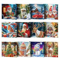 Diamond painting Kerstkaarten gevarieerd (12 stuks)