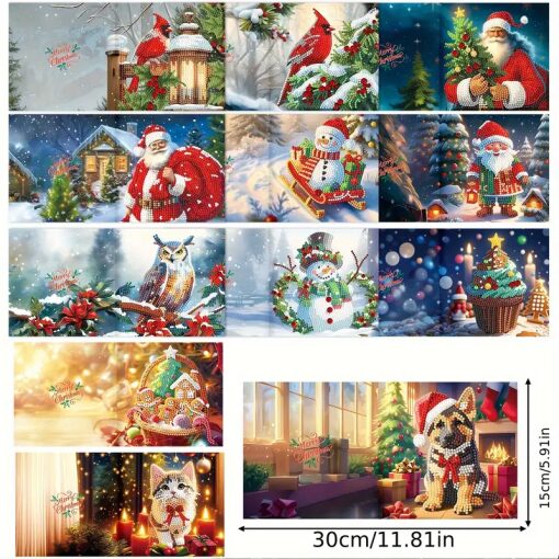 Diamond painting Kerstkaarten mix (12 stuks) - Afbeelding 2