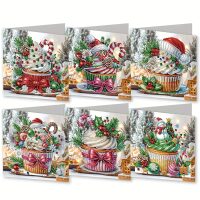 Diamond painting Kerstkaarten Muffins (6 stuks)