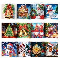 Diamond painting Kerstkaarten variatie (12 stuks)