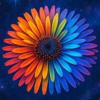 Bloem met gekleurde blaadjes Diamond Painting