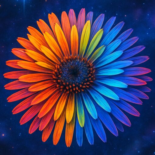 Bloem met gekleurde blaadjes Diamond Painting