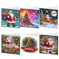 Diamond painting Kerstkaarten vrolijk (6 stuks)