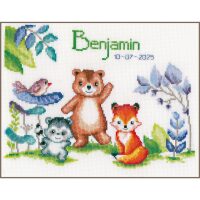 Vervaco Geboortebord Diertjes PN-0203622 borduren (pakket)