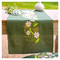 Vervaco Tafelloper Witte bloemen PN-0222584 borduren (pakket)