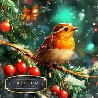 Kerstvogeltje Premium DP Diamond Painting