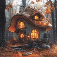 Imàge Autumn mushroom house IN001 Borduurpatroon