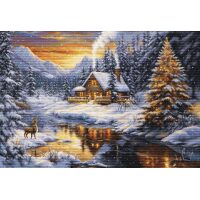 Luca-S Winter Evening in the Mountains GOLD B721 borduren (pakket)
