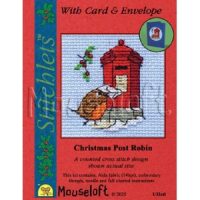 Mouseloft Christmas Post Robin 014-U32 kerstkaartje borduren