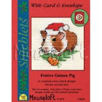 Mouseloft Festive Guinea Lig 014-U33 kerstkaartje borduren