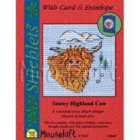 Mouseloft Snowy Highland Cow 014-U34 kerstkaartje borduren