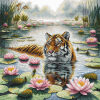 AVA Stitch Tiger Among Water Lilies P121 borduren (pakket)