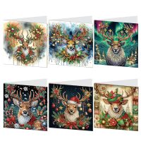 Diamond painting Kerstkaarten herten (6 stuks)