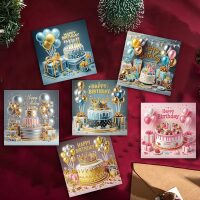 Diamond painting verjaardagskaarten Taart en feest (6 stuks)