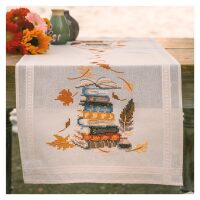 Vervaco Tafelloper Boeken en herfstbladeren PN-0201757 borduren (pakket)
